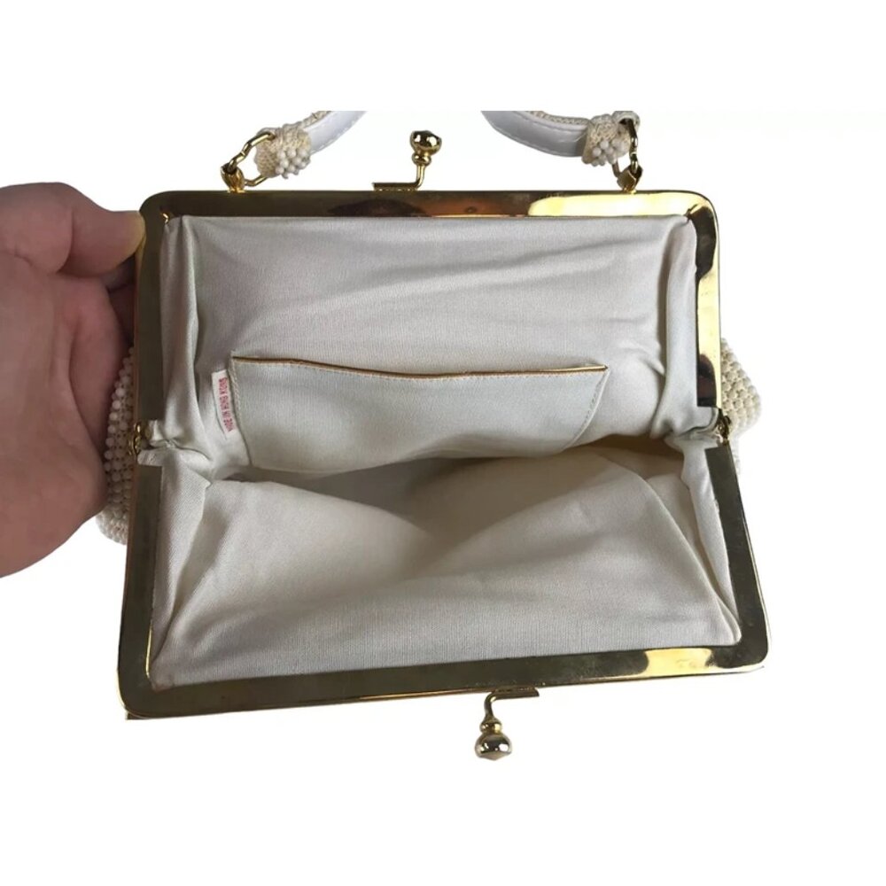 Womens White Glomesh Lightweight Inner Pocket Evening Bag Purse Size M - Picture 6 of 7